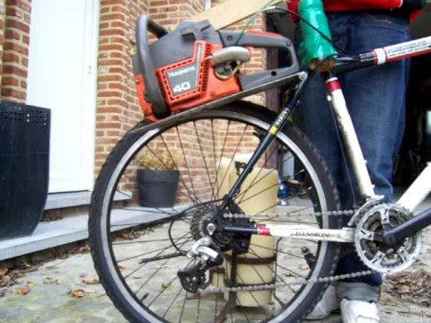 chainsaw motor on bicycle