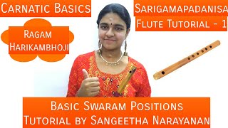 Sarigamapadanisa | Flute Tutorial - 1| Basic Carnatic Flute| Ragam Harikambhoji| Sangeetha Narayanan