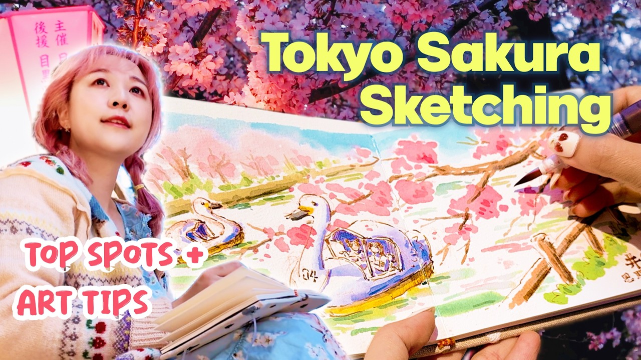 A Cozy Art Guide to Cherry Blossoms in Tokyo 🌸 Paint With Me