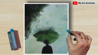 Soft Pastel Drawing - How to Draw Realistic man's reflection in the rain (step by step) for beginner screenshot 3