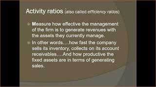 Lecture on Financial Ratio Analysis