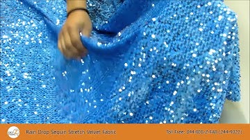 Rain Drop Sequin Stretch Velvet Fabric