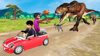 Mini Car Toy Chicken Vs Dinosaur Chase Rescue Hindi Stories Hindi Kahani Moral Stories Funny Comedy