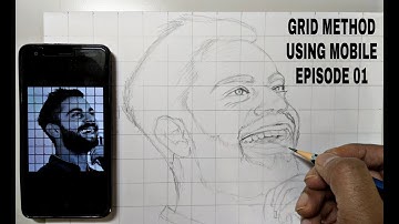 How to draw face using Grid method from mobile- Episode 01- outline drawing tutorial