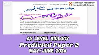 Predicted Paper May June 2026 Paper 22 | AS LEVEL BIOLOGY 9700