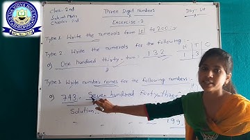 Class - 2nd, Maths, Chap - 2 Three Digit Numbers, Exercise - 2,Lecture No - 1, By Vagisha Mam