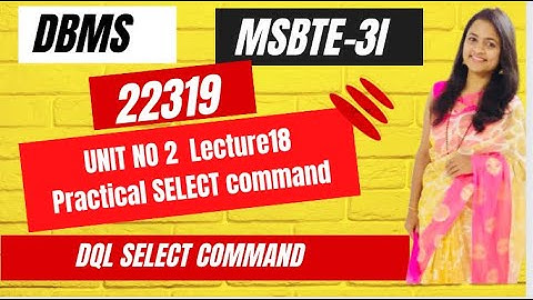 DMS-Practical On Select COMMAND| Unit No -2 | Lecture No:18| SQL DML Command| DQL| Hindi#sql #shorts