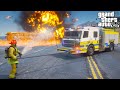 GTA 5 Firefighter Mod Fuel Tanker Explosion & Massive Fire On The Highway