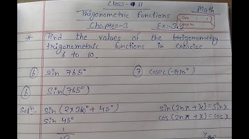 Class 11 ll Chapter Trigonometric Function Ex :- 3.2 ll Question no.6 and 7.