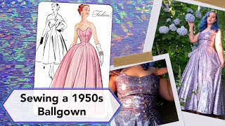 Sewing a 1950s ball gown with petticoat | Vintage sewing project + sew with me