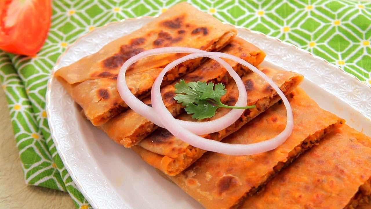 Chicken Keema Paratha Recipe - How To Make Kheema Paratha By Archana - Indian Street Food | India Food Network