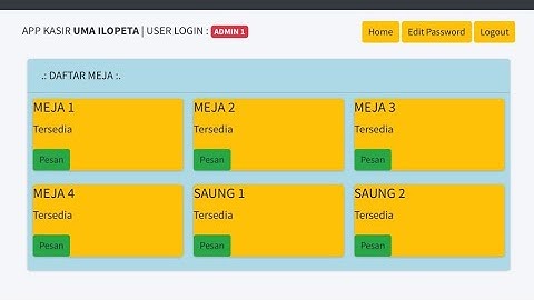 Demo APLIKASI KASIR RESTORAN CAFE KEDAI,  Berdasarkan MEJA