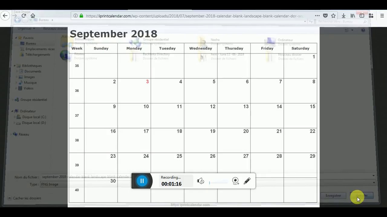 Bank Calendar September 2018 printable