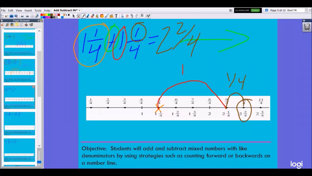 U4 L 12 Add and Subtract Mixed Numbers on a Number Line - YouTube