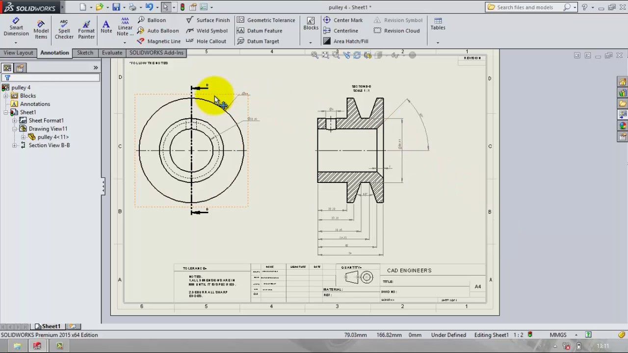 Drafting And Add Gdandt In Solidworks Tutorial Youtube