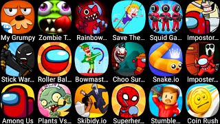 Save The Girl,Stumble Guys,Choo Survival,Squid Game 456,Plants Vs Zombies 2,My Grumpy,Zombie Tsunami