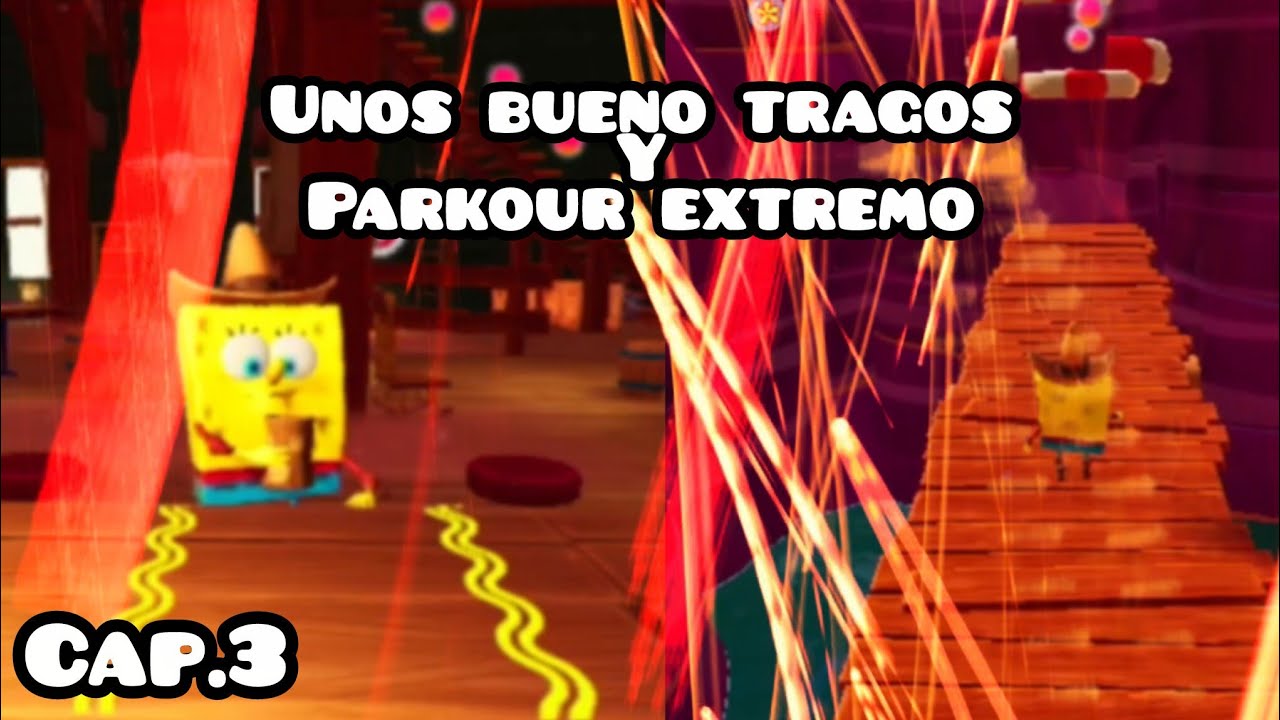 Competencia de tragos y parkour valla juego (Bob esponja the csmic shake) Cap.3
