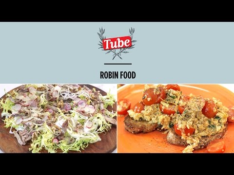 ROBINFOOD / Ensalada de conejo confitado + Huevos revueltos rojos