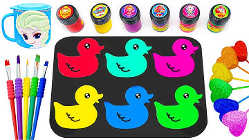 Satisfying Slime Video | DIY How To Make Rainbow Duck Slime from Magic Colored Beads & Glitter Paint