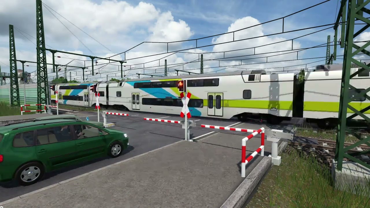 1 Stunde Bahnverkehr am Bahnübergang. (Transport Fever 2)