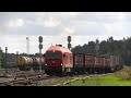 Скрещение двух грузовых поездов / Two freight trains meet at the station