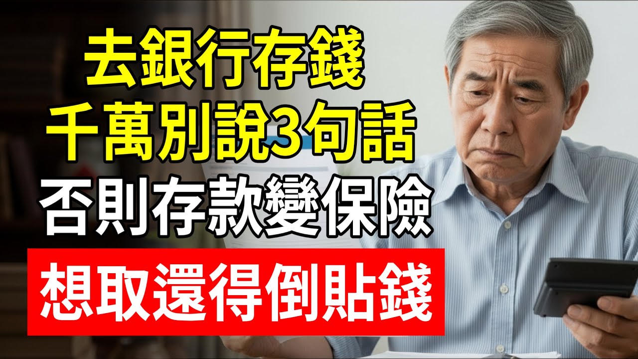 去銀行存錢，千萬別說3句話！否則存款秒變保險，想取還得倒貼錢！#銀行存錢 #定期存款 #理財陷阱 #養老金 #真知生活 #老林 #自動轉存 #存款變保單 #階梯存錢法 #銀行潛規則