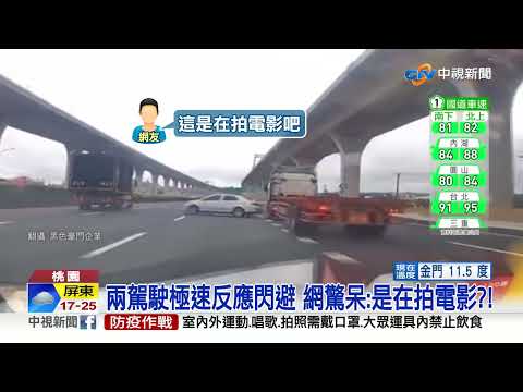國道玩命關頭! 小客車遭撞"神龍擺尾"閃貨車│中視新聞 20220201