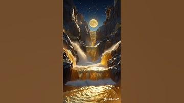 MYSTICAL GOLDEN WATERFALL #waterfall #relax#ai #aianimation#aiart#ai#mystic#fantasy#aishorts#shorts