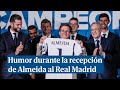 Almeida se resiste con humor a ponerse una camiseta del Real Madrid