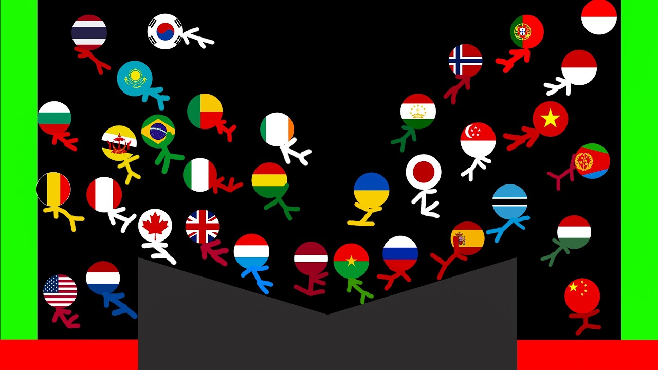 Random Countries Marble Race Steakman Tournament In Algodoo — Who Will Win? Round 3