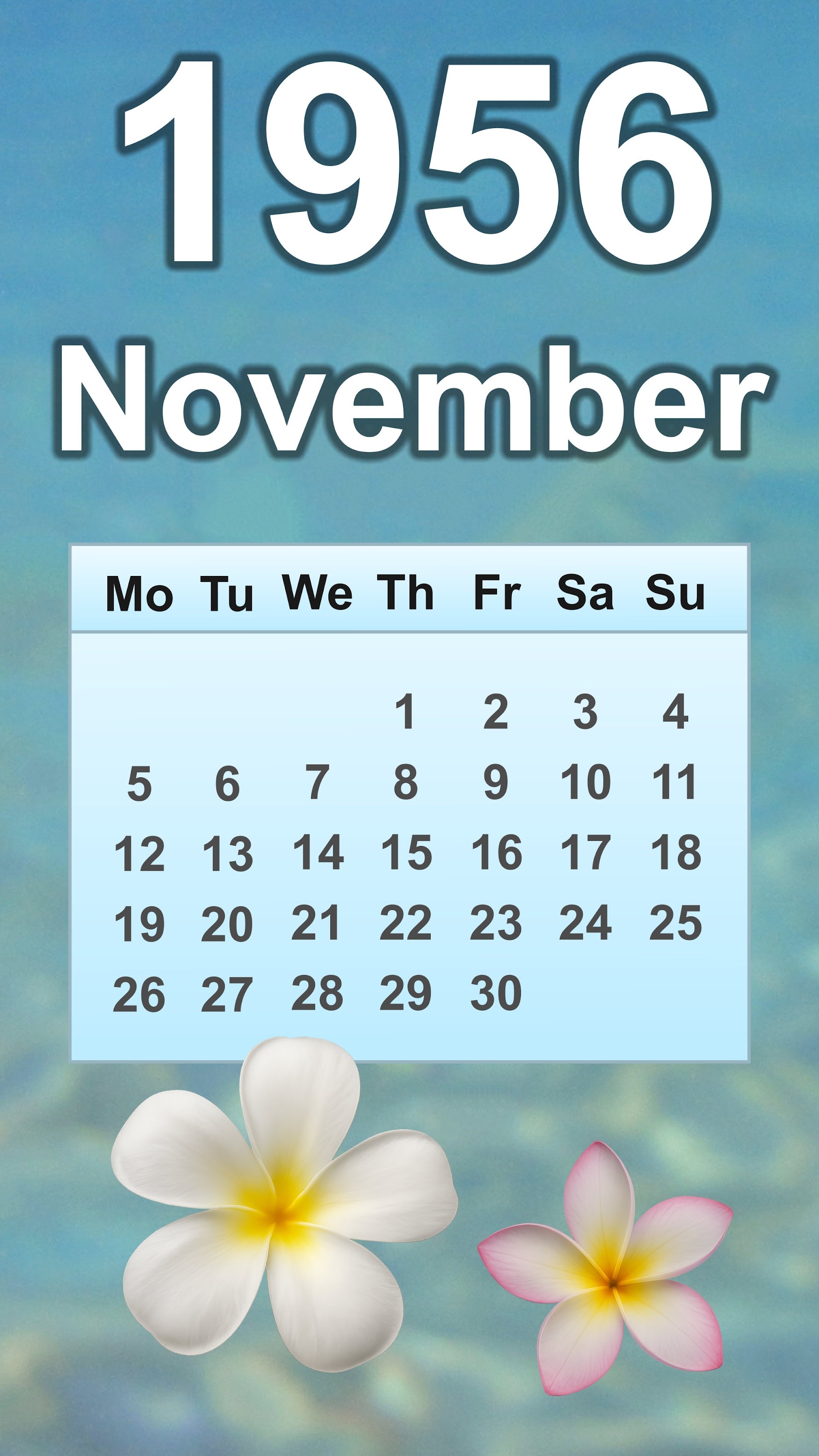 November 1956 Calendar - YouTube