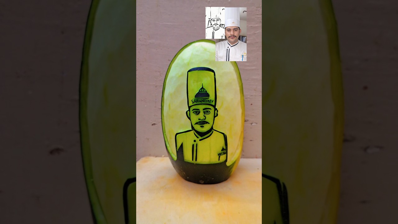 Watermelon beautiful FoodCarving Very Fast to face!Ek👨‍🍳chef dost kaphoto Banayamaine