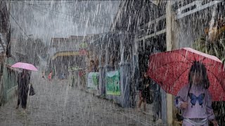 Heavy rain soaks my quiet village | rainy atmosphere | Sleep instantly with the sound of heavy rain