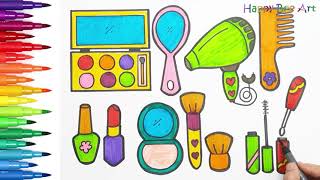 Makeup Kit Drawing and Coloring | How to Draw Makeup Kit Step by Step