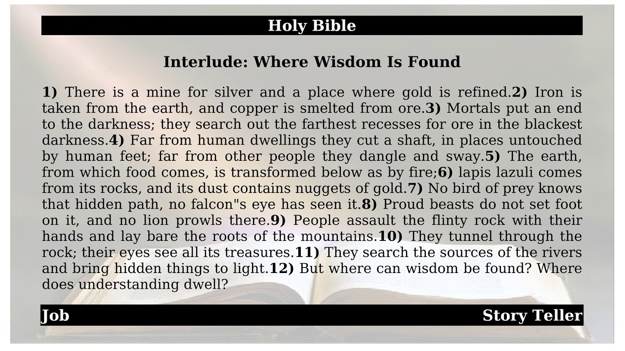 Job - Chapter 28 - Interlude: Where Wisdom Is Found | The Holy Bible ...