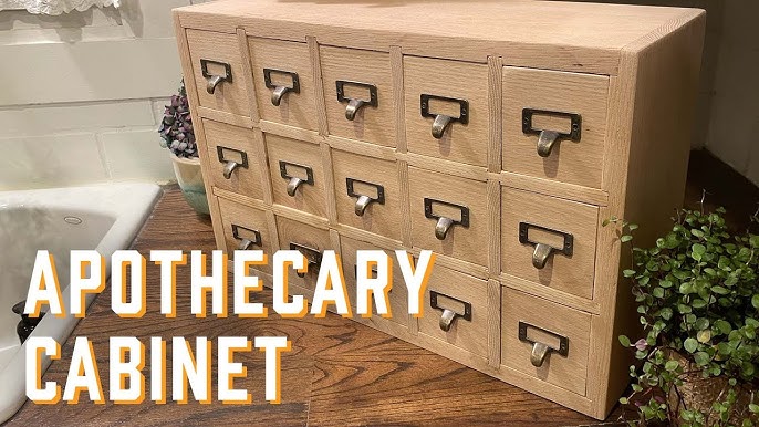 Wood Apothecary Medicine Cabinet 16 Drawers Label Organizer Card