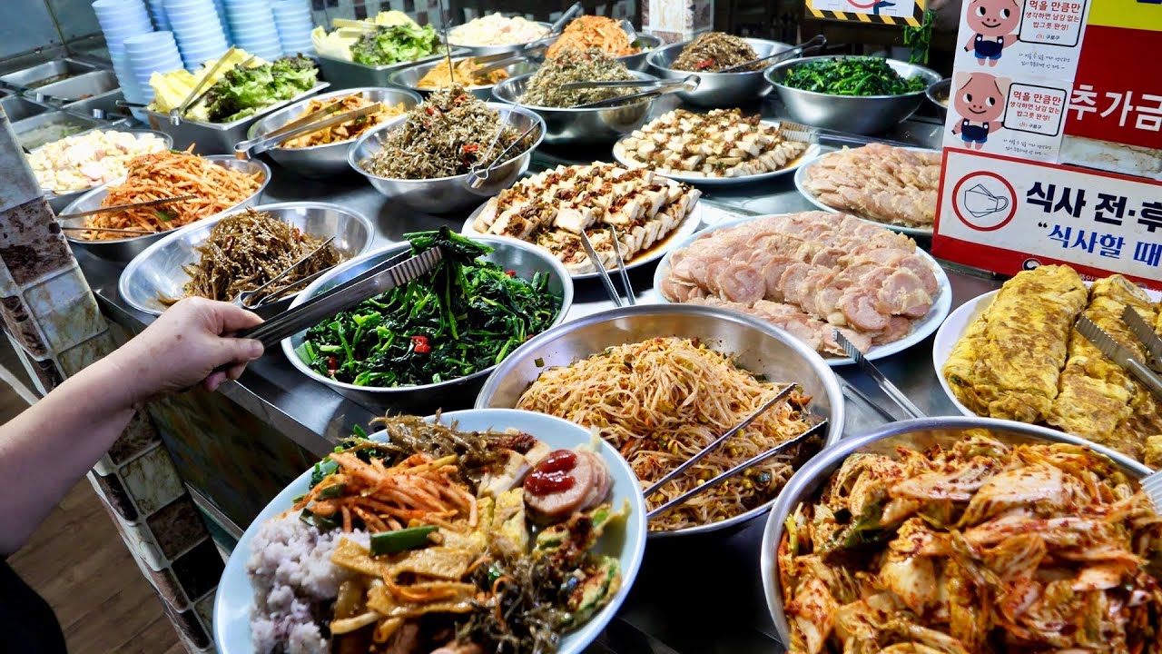Удивительно дешевый корейский шведский стол Кулинария, гарниры, корейская уличная еда