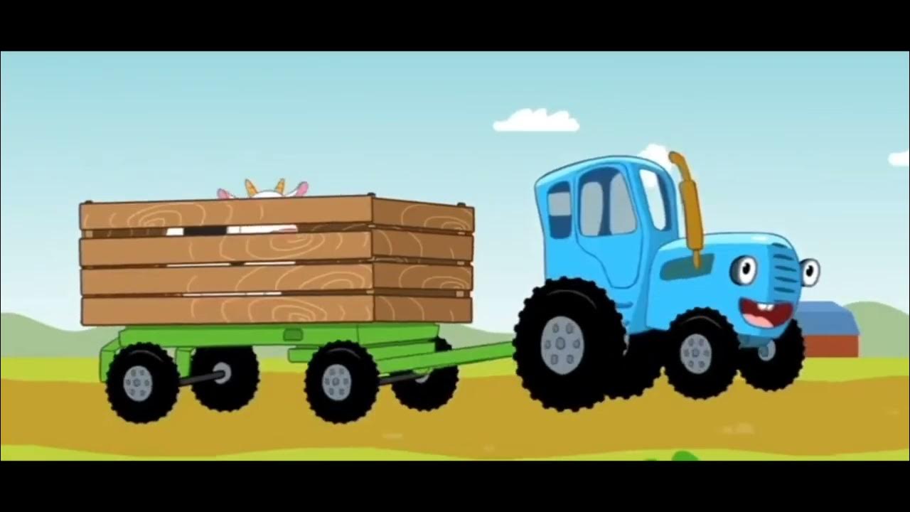 синий трактор для детей. мы знакомимся с животными #трактор # ...