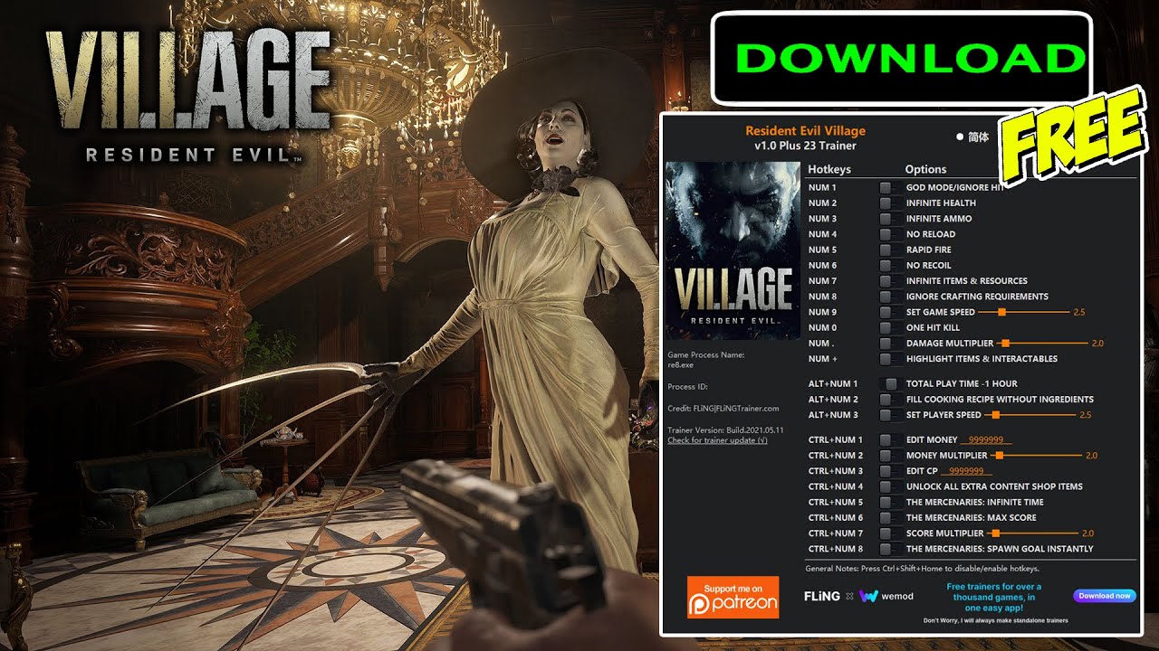 Resident Evil Village Trainer - FLiNG Trainer - PC Game Cheats and Mods