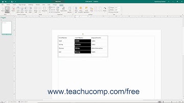 Publisher 2019 & 365 Tutorial Selecting Table Elements Microsoft Training
