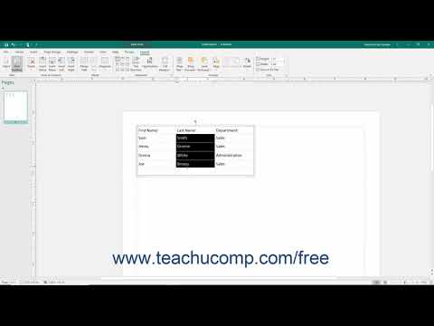 Publisher 2019 & 365 Tutorial Selecting Table Elements Microsoft Training