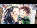 【鬼滅の刃】竈門炭治郎と禰豆子描いてみた【Copic Making】Drawing Kamado Tanjiro and Nezuko from Demon Slayer with Copic.