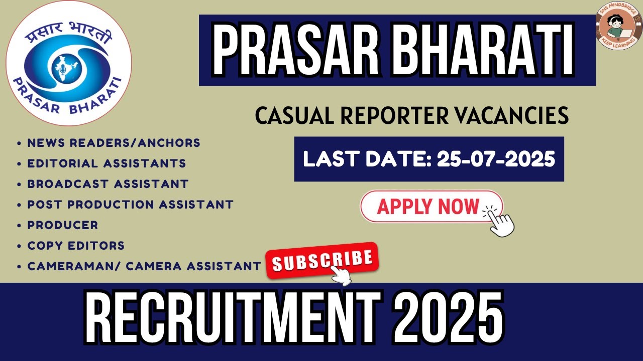 Prasar Bharati RNU Chennai Recruitment 2025 | பணியிடங்கள் | Apply Before 25July 2025