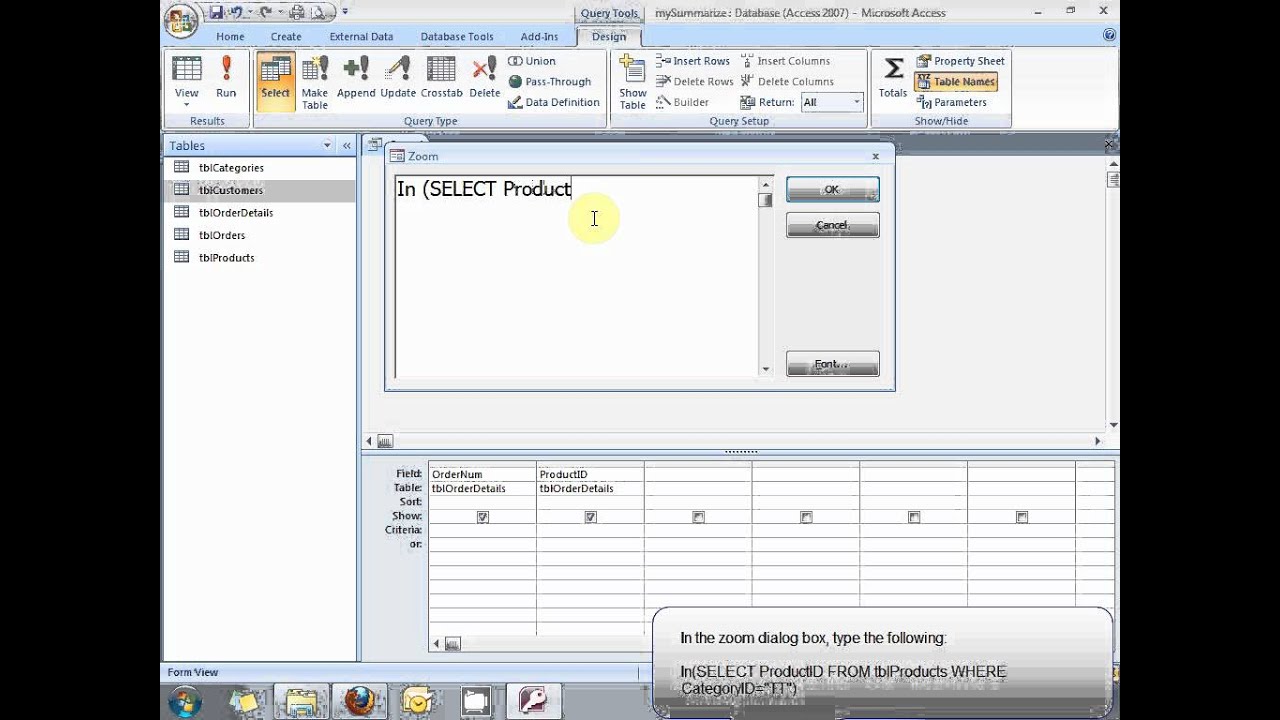 Activity 2-1 Creating Subqueries in Ms Access 2007 - YouTube
