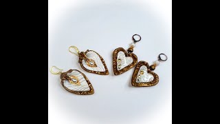 Pearl and lace valentine earrings, polymer clay