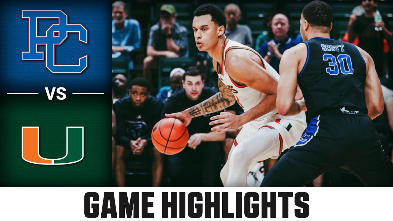 Presbyterian Blue Hose vs. Miami Hurricanes Match Highlights | 2024 ACC Men's Basketball