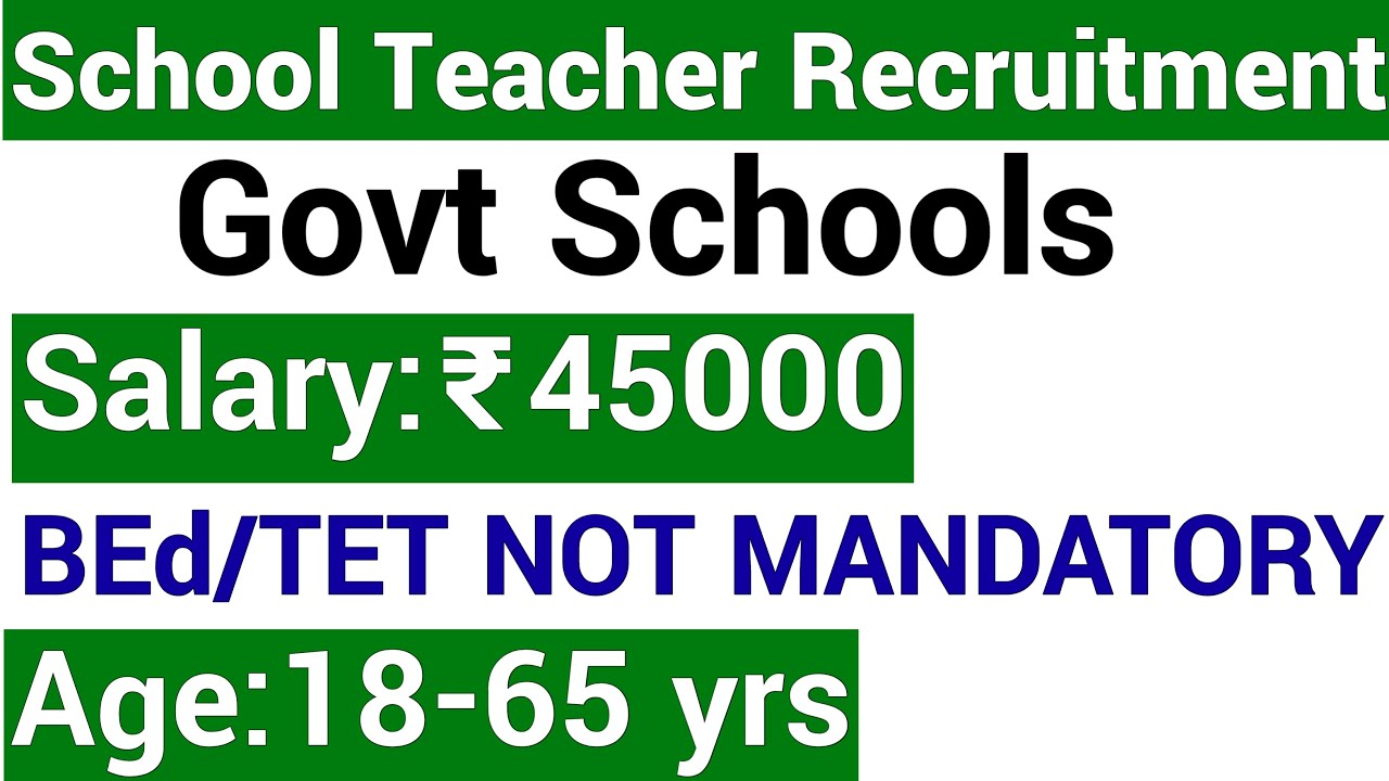 FRESHERS ELIGIBLE II GOVT SCHOOLS TEACHERS RECRUITMENT 2022 I BEd / TET