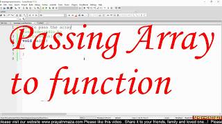 Passing array to function in c programming language in hindi