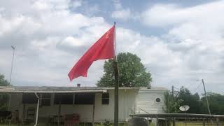 Soviet Union flag flying in the wind.