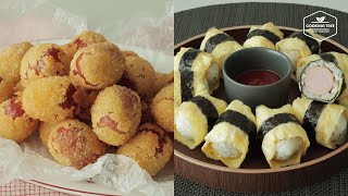 Quick and Easy Recipe! Sausage Egg Roll Rice Ball | Fried Sausage